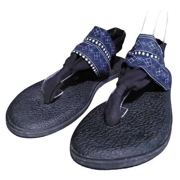 Sanuk Yoga Sling 2 Sandal, Women's Size 10 Blue Print memory foam sandals! - Picture 1 of 8
